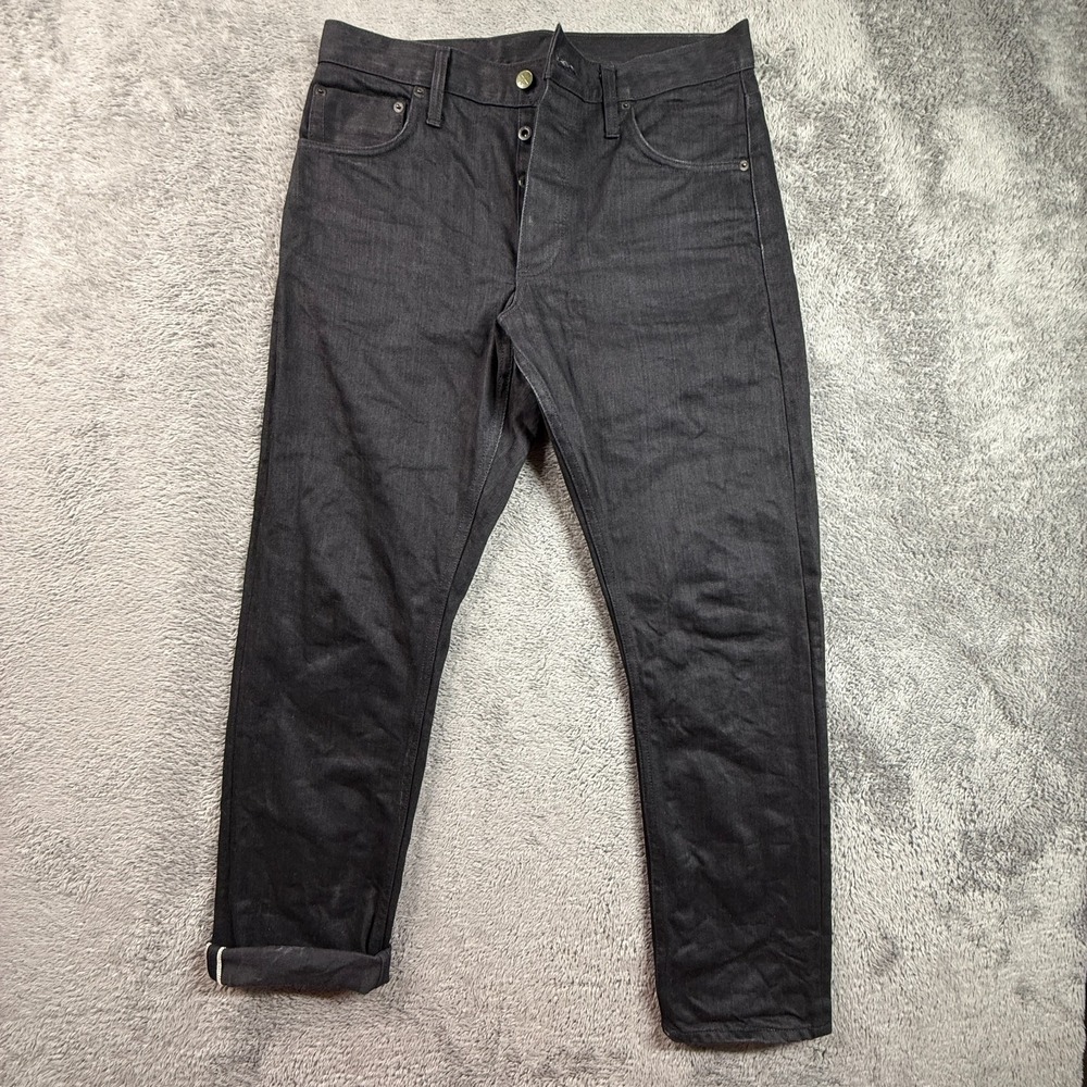 Left Field Selvedge Black Denim Jeans USA Mens 33x30 Button Fly Heavy Cotton